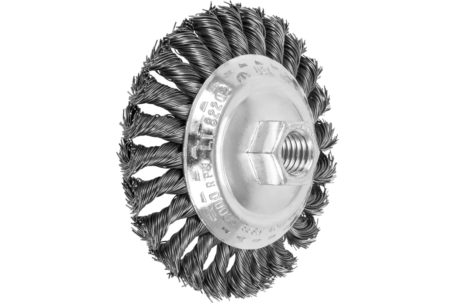 Picture of Pferd Knot Wire Bevel Brush 4" Dia. .020 Carbon Steel 5/8-11" Thread Retail